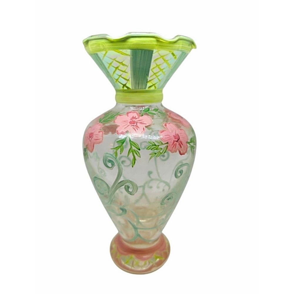 Vintage Tracy Porter "Gwendolyn" Hand Painted Glass Bud Vase